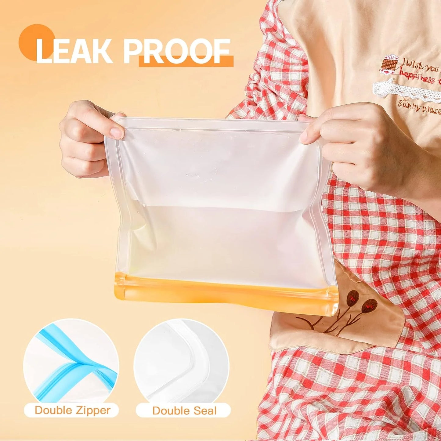 8/10 Pack Dishwasher Safe Reusable Bags Silicone, Leakproof Reusable Freezer Bags, BPA Free Reusable Food Storage Bags for Lunch Marinate Food Travel - 3 Gallon 3 Snack 4 Sandwich Bags