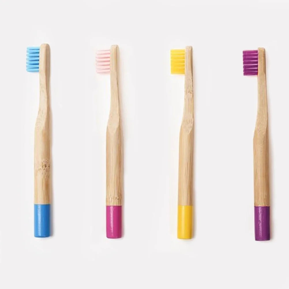 6PCS Natural Bamboo Handle Toothbrush Eco-Friendly Fiber Toothbrush for Kids Children