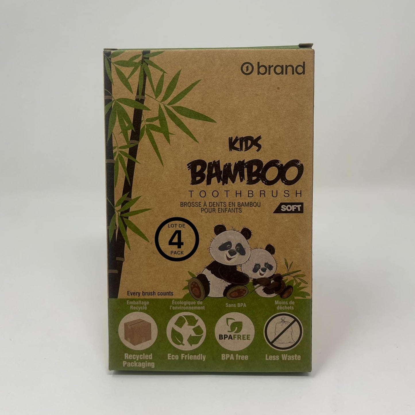 KIDS Bamboo Toothbrush, 4 Pack, Fun Animals, Eco Friendly & Natural, BPA Free, Wooden Toothbrushes, Zero Waste Products, Organic, Vegan, Tooth Brush, Non Plastic, Environmental