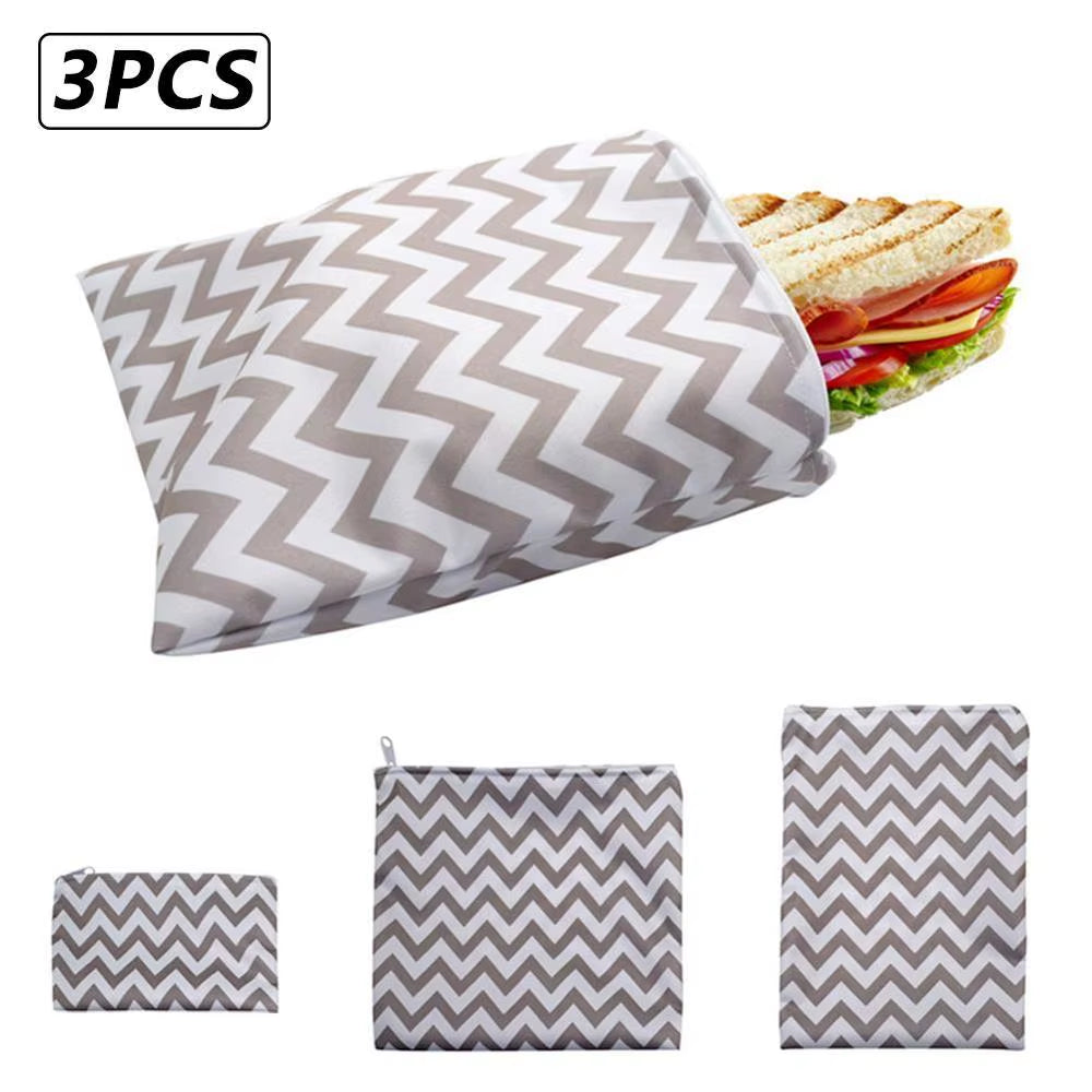 3Pcs/Set Reusable Food Storage Bags Leakproof Freezer Bag Reusable Sandwich Bags Snack Bag Lunch Bread Bag for Food Storage