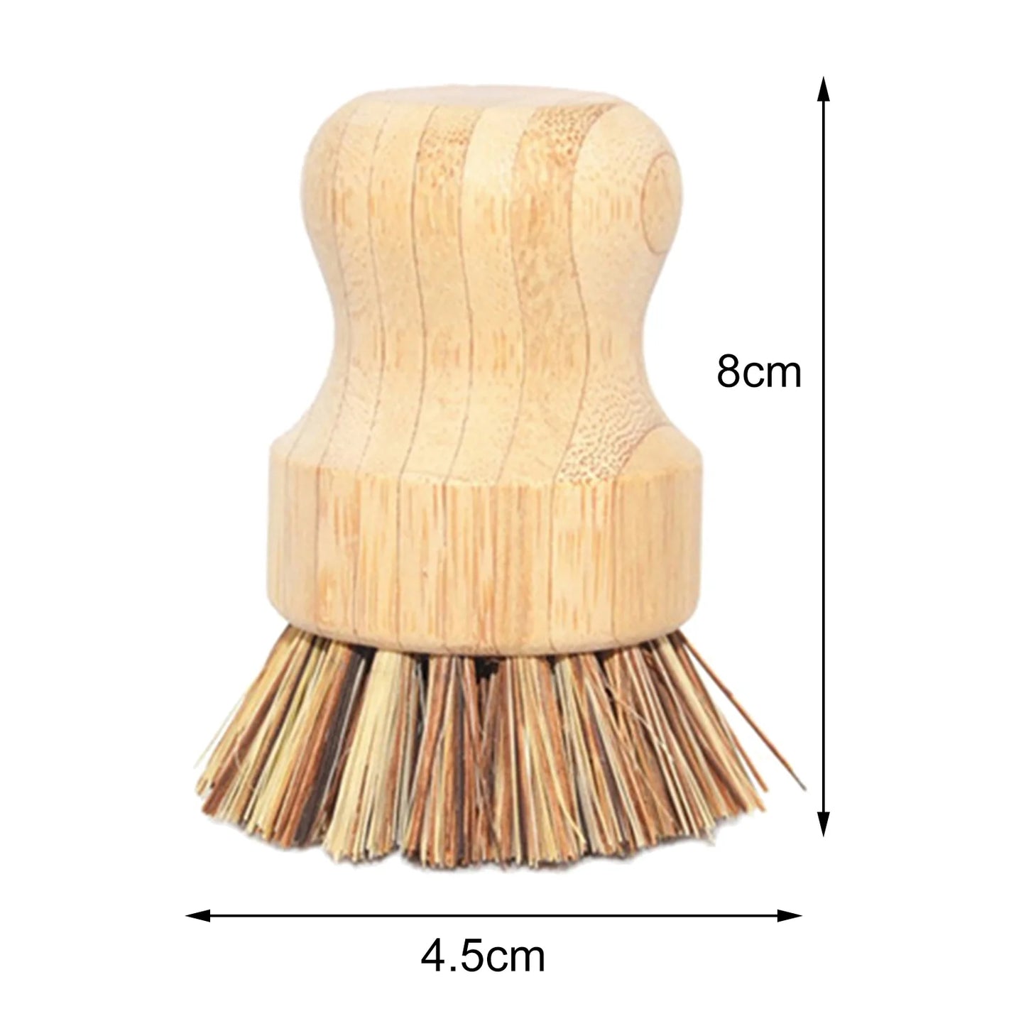 2Packs Palm Pot Brush Bamboo round Mini Dish Brush Natural Scrub Brush Durable Scrubber Cleaning Kit with Fiber and Tampico Fiber