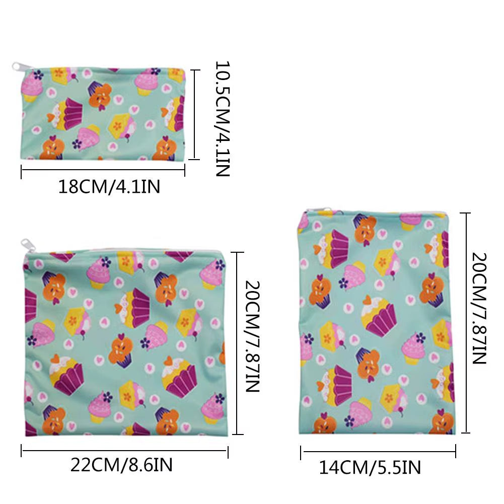 3Pcs/Set Reusable Food Storage Bags Leakproof Freezer Bag Reusable Sandwich Bags Snack Bag Lunch Bread Bag for Food Storage