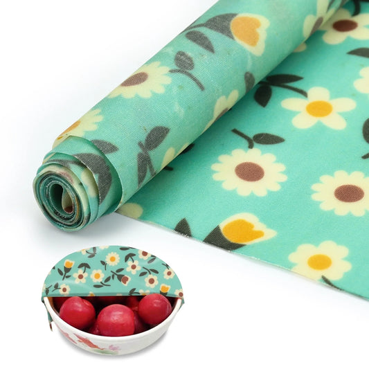 Beeswax Wraps for Food, Large 39.4’’ X 13’’ Beeswax Wrap Roll, Reusable Beeswax Paper Food Wrap for Bread Sandwich Wrapper Bowl Covers, White Flower