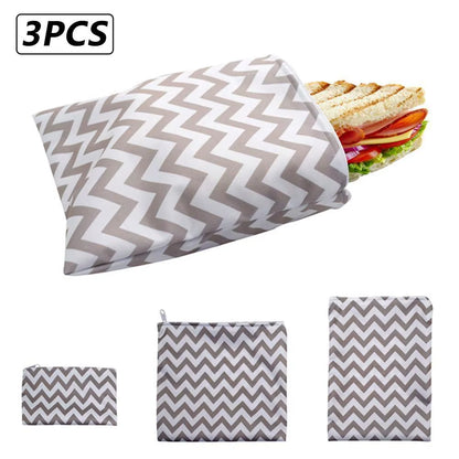 3Pcs/Set Reusable Food Storage Bags Leakproof Freezer Bag Reusable Sandwich Bags Snack Bag Lunch Bread Bag for Food Storage